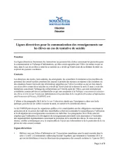 Lignes directrices pour la communication des renseignements sur les élèves en cas de tentative de suicide