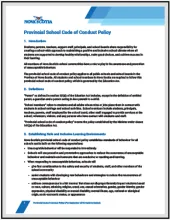 Provincial School Code of Conduct Policy
