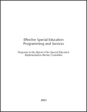 Response to the Report of the Special Education Implementation Review Committee